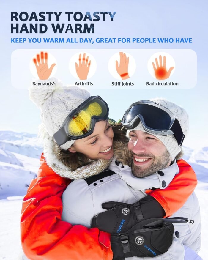 Heated Mittens Gloves for Men Women, 4800mAh Rechargeable Electric Battery Heated Glove for Ski Snowboarding Fishing - Image 4
