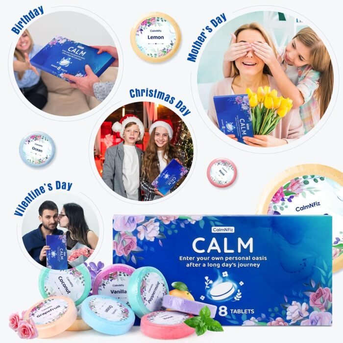 Shower Steamers 8 Pack-Bath Bombs with Natural Fragrances for Women ane Men, Travel Essential, Stocking Stuffers, Luxury Relaxation Present for Christmas Day, Thanksgiving Day, Party and Wedding - Image 7