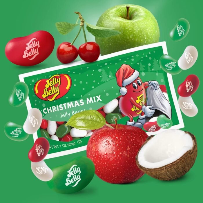 Christmas Mix 2024 Individual Packets of Jelly Beans, Very Cherry, Green Apple, and Coconut Flavored Candies, Stocking Stuffers, Pack of 6 - Image 2
