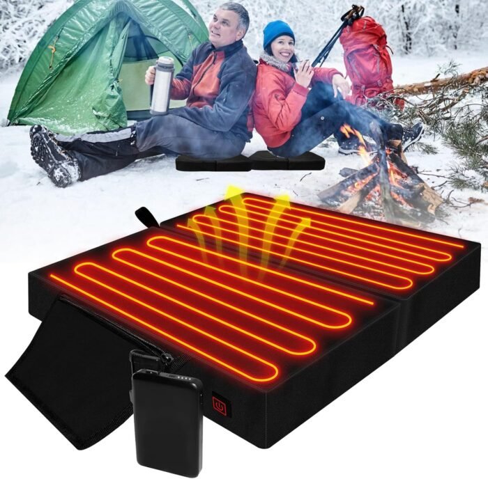 Extra Wide Heated Stadium Seats for Bleachers with 10000mAh Battery Pack, Portable Heated seat Cushion with 3 Level Heat Setting, Foldable Heated Seat Warmer Pad for Outdoor Sports Games