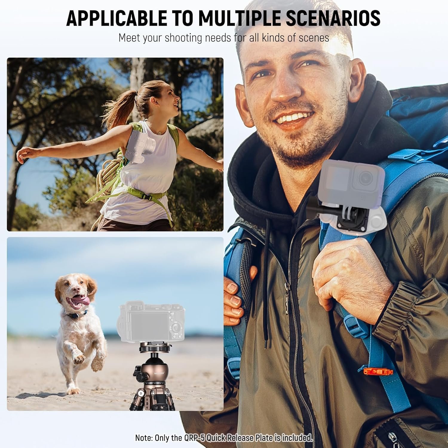 NEEWER 2 Pack Quick Release Plate 38mm Square Arca Type QR Camera Mount Plate Compatible with Peak Design Capture V3 Camera Clip, Tripod Head to Shoulder Strap Quick Switch with 4 Safety Pins, QPR-5 - Image 5