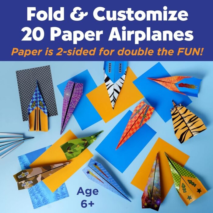 Creativity for Kids Paper Airplane Squadron - Create 20 Paper Airplanes, Crafts for Boys and Girls, Stocking Stuffers and Gift for Boys, Kids Activities for Ages 6-8+ - Image 2