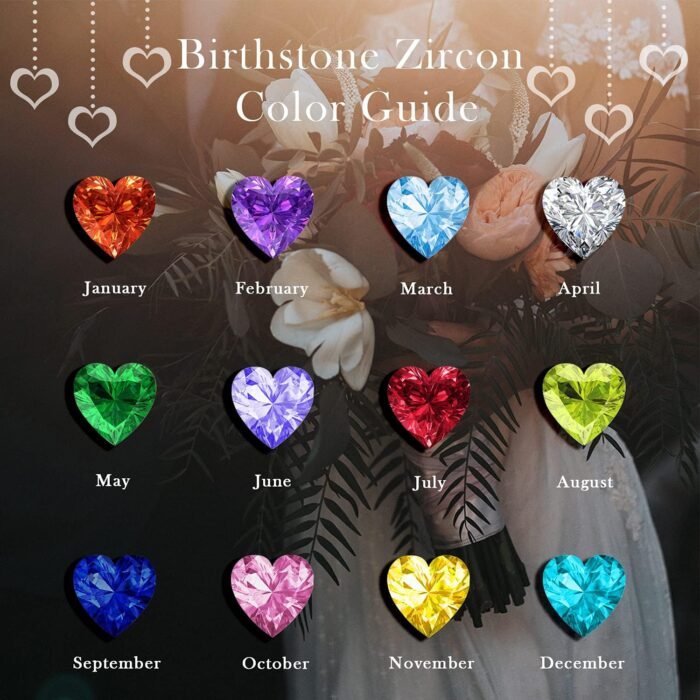 BlingGem Heart Necklaces for Women, 925 Sterling Silver Necklace for Women, Birthstone Necklace for Women, Jewelry for Women with 2 Birthstones, Women’s Jewelry Diamond Customized Pendant Necklace, Jewelry Gifts for Women Wife Mom Friend Her Sister - Image 3