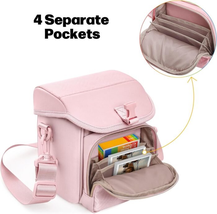 Camera Sling Bag Compatible with Polaroid Now 2nd Generation I-Type, Now+ 2nd Gen I-Type, Now, Now+, OneStep Instant Camera, Camera Crossbody Bag with Adjustable Strap, Pink(Empty Bag) - Image 3