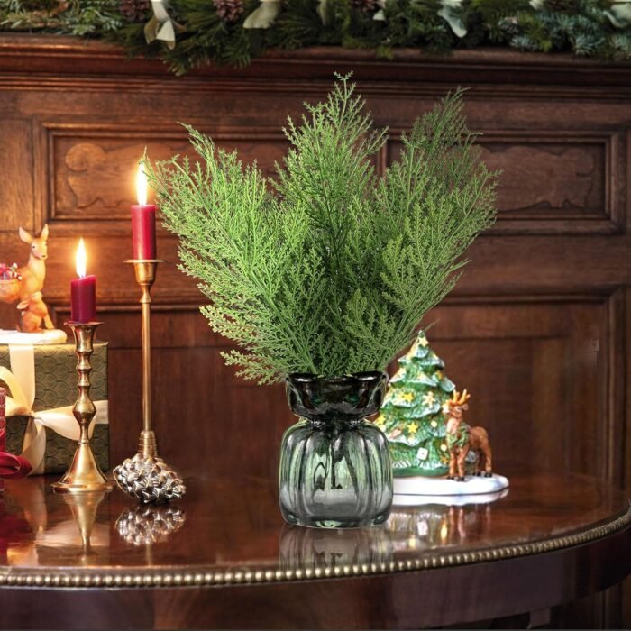 Hananona 40 Pcs Artificial Pine Sprigs Faux Greenery Stems Pine Picks Plastic Christmas Decor - DIY Holiday Accessories (40, Green) - Image 4