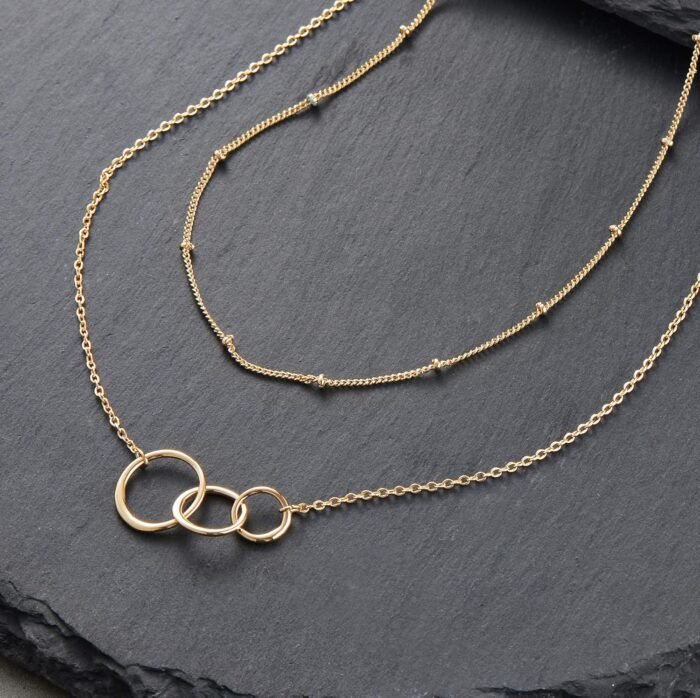 MEVECCO Layered Heart Necklace Pendant Handmade 18k Gold Plated Dainty Gold Choker Arrow Bar Layering Long Necklace for Women - Image 5