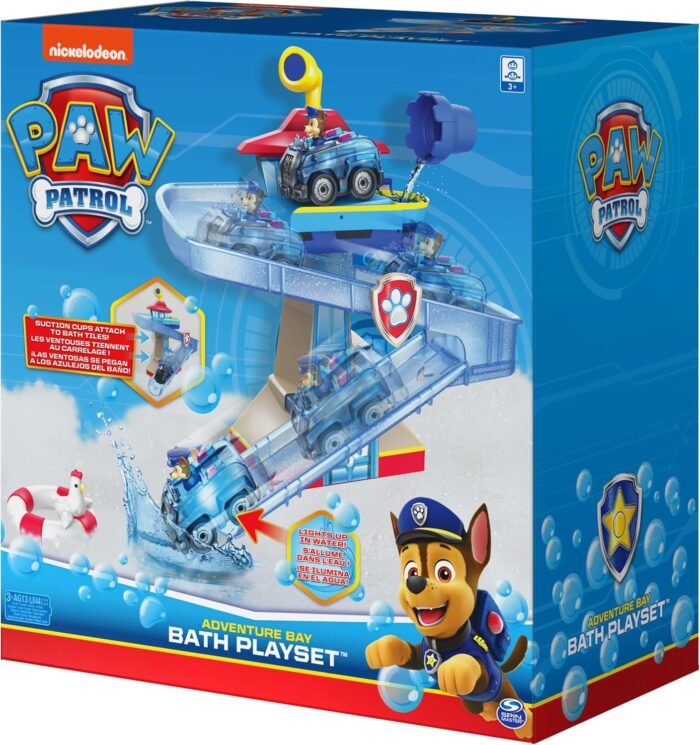Paw Patrol, Adventure Bay Bath Playset with Light-up Chase Vehicle, Bath Toy for Kids Aged 3 and up - Image 6