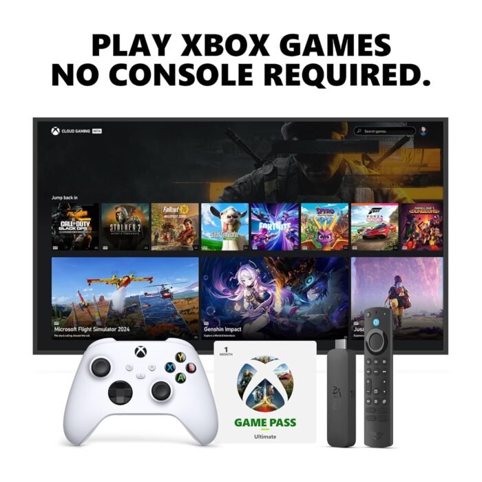 Amazon Fire TV Stick 4K Max, Robot White Core Wireless Controller, and 1 Month Game Pass Ultimate Bundle