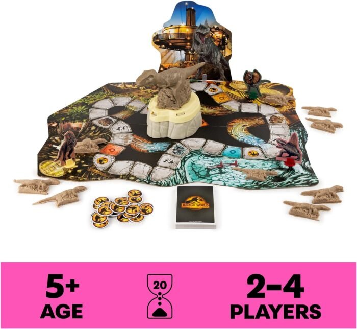 Spin Master Games, Jurassic World Dominion, Stomp N’ Smash Board Game Sensory Dinosaur Toy with Kinetic Sand, Christmas Gifts for Kids, for Ages 5+ - Image 2