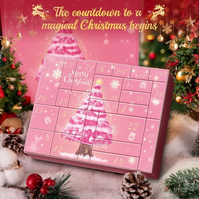 Advent Calendar 2024, 24PCS Holiday Beauty Advent Calendar, Spa Gift Set, Bath & Body Care, 24 Days of Countdown Calendar-Limited Edition Christmas Gifts Skincare Sets for Teen Girls and Women Gift (Pink) - Image 5