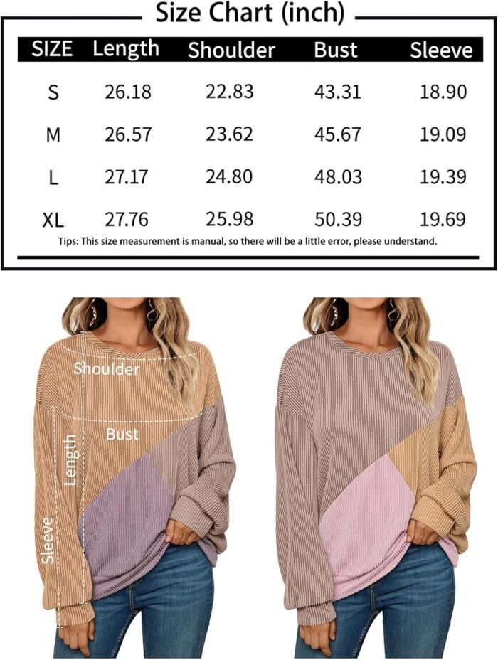 AUTOMET Womens Color Block Long Sleeve Top Crewneck Shirt 2024 - Image 6