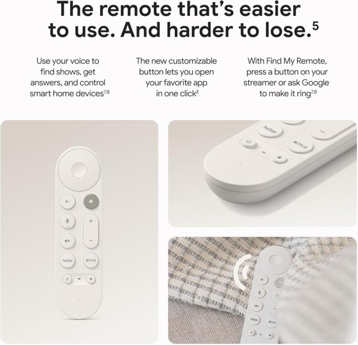 Google TV Streamer 4K - Fast Streaming Entertainment on Your TV with Voice Search Remote - Watch Movies, Shows, Live TV, and Netflix in 4K HDR - Smart Home Control - 32 GB of Storage - Porcelain - Image 2