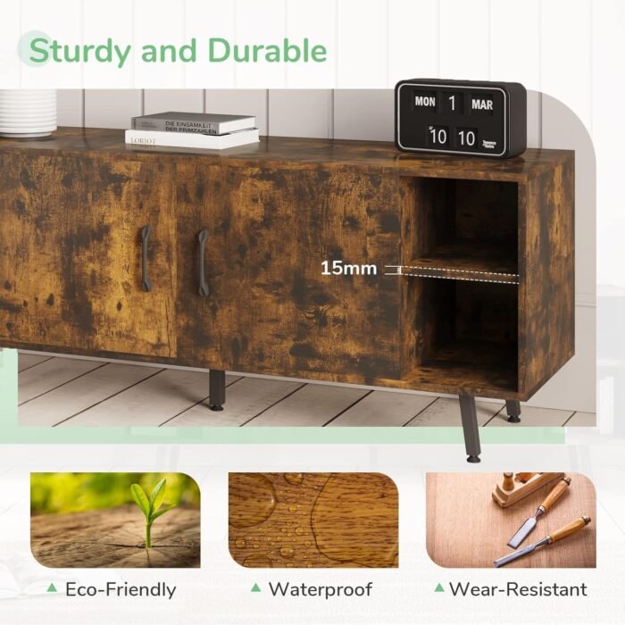 Novilla Modern Industrial 58 Inches TV Stand, Classic Entertainment Center with Two Adjustable Shelves, Home Farmhouse TV Media Console Table for Living Room Bedroom, Brown - Image 6