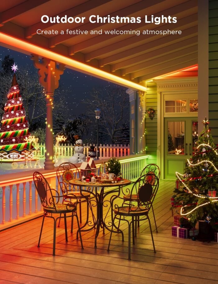 Govee Outdoor LED Strip Lights, 98.4ft Smart Outdoor Lights Work with Alexa and Google Assistant, App Control, IP65 Waterproof, RGBIC Outdoor Lights for Patio, Eave, Christmas Decorations - Image 3