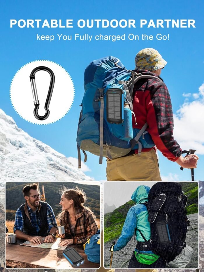 𝟮𝟬𝟮4 𝙐𝙥𝙜𝙧𝙖𝙙𝙚 Solar Power Bank -38800mAh Waterproof Portable Solar Phone Charger with LED Flashlight/Fast Charge USB C External Backup Battery Pack for All Cell Phones & Electronic Devices - Image 7