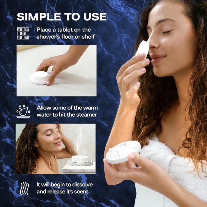 Shower Steamers Aromatherapy + Stone Tray - 8 Pack Shower Bombs for Women & Men - Shower Essentials for Women - SPA Gifts for Women with Green Tea Eucalyptus for Shower - Shower Tablets Aromatherapy - Image 6