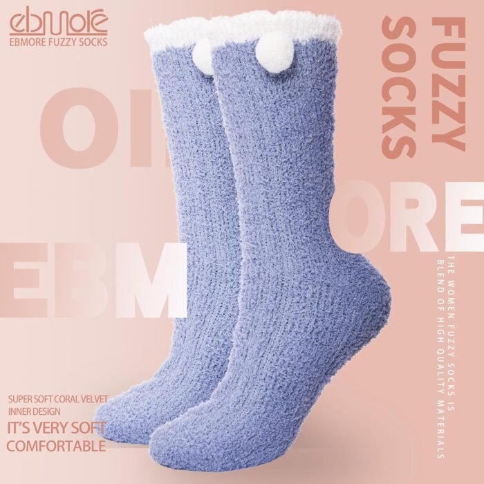 EBMORE Womens Fuzzy Socks Slipper Fluffy Cozy Comfy Cabin Plush Warm Winter Sleep Home Soft Socks - Image 6
