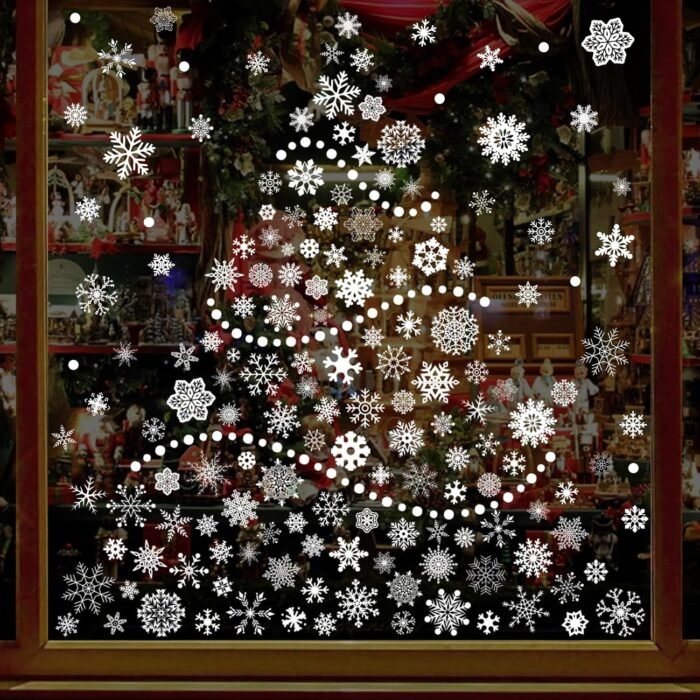 284 Pcs Christmas Window Clings Christmas Window Stickers Snowflake Window Clings Decals for Christmas Decorations Holiday Decorations Ornaments Party Supplies 9 Sheets - Image 6