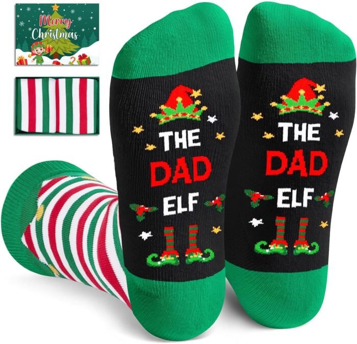 HAPPYPOP Christmas Gifts Stocking Socks for Men - Secret Santa Socks Xmas Stocking Stuffers for Him Green