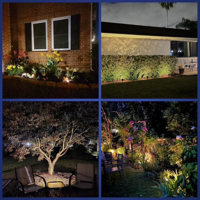 NYMPHY Solar Lights Outdoor Waterproof IP68, 56 LED 3 Lighting Modes Solar Powered Garden Yard Spot Solar Lights for Outside Landscape- 4 Pack (Warm White) - Image 6