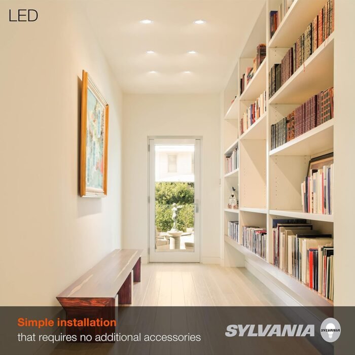 SYLVANIA 5”/6” LED Recessed Lighting Downlight with Trim, 8.5W=65W, Dimmable, 675 Lumens, White 3000K, Wet Rated / UL / Energy Star – 12 Pack (62236) - Image 4