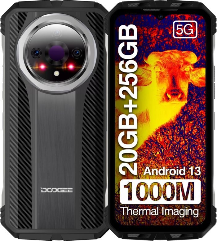 DOOGEE V31GT 5G Rugged Smartphone Unlocked,20GB+256GB Rugged Phone with Thermal Imaging Camera 1440*1080,10800mAh/66W,120Hz 6.6"FHD+,Dimensity 1080,Android 13,50MP Camera,IP68 Waterproof Phone,OTG/NFC