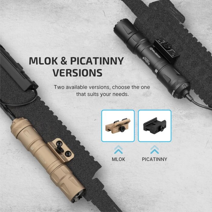 OLIGHT Odin S 1500 Lumens MLOK Rail Mounted Weaponlight Rechargeable Tactical Flashlight with Upgraded Remote Pressure Switch, 250 Meters Throw Distance, IPX8 Waterproof (Desert Tan) - Image 4
