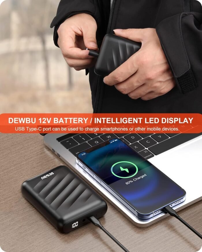 DEWBU Heated Jacket for Men with 12V Battery Pack Winter Outdoor Soft Shell Electric Heating Coat - Image 5