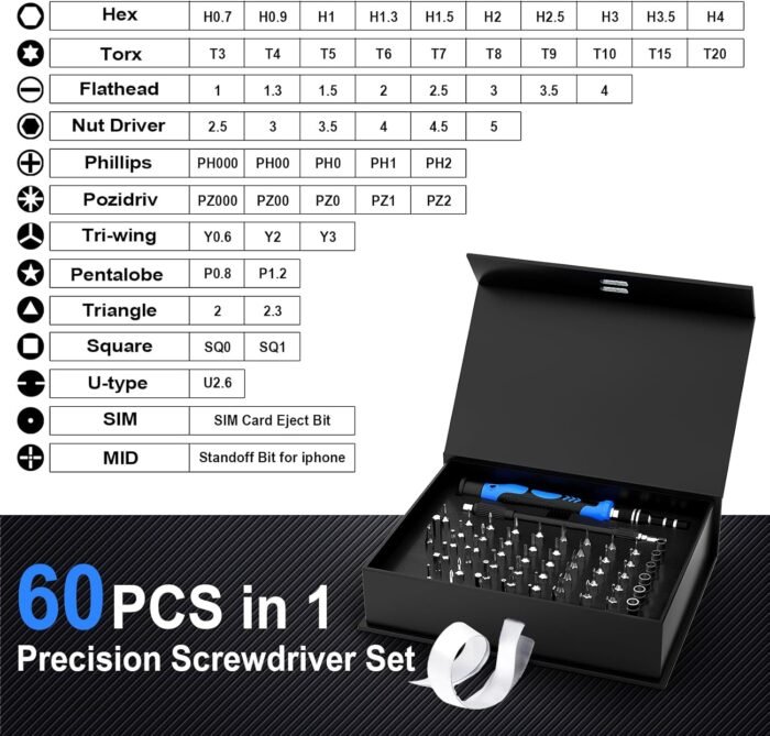 Stocking Stuffers for Adults Men, Christmas gifts for boyfriend 60 in 1 Precision Screwdriver, Mens Gifts for Men Him Husband, Mens Stocking Stuffers - Image 6