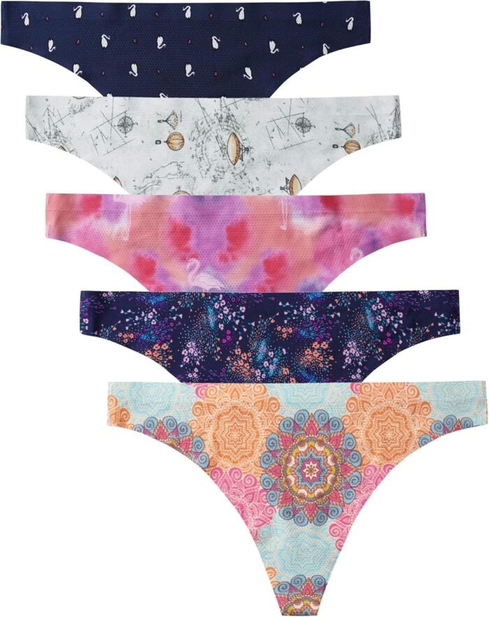 voenxe Seamless Women Underwear Thongs,No Show Ladies Thong,No Line Breathable Comfortable Panties Undies for Women 5-Pack - Image 6