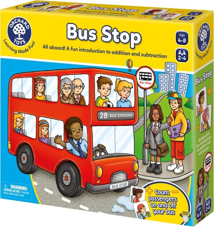 Orchard Toys Moose Games Bus Stop Game. A Fun Introduction to Addition and Subtraction. Pick up and Drop Off Passengers on Your Bus. for Ages 4-8 and for 2-4 Players - Image 6