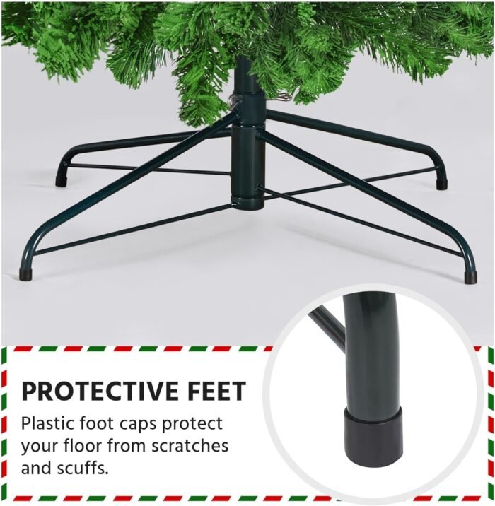 Yaheetech 7.5ft Pre-lit Artificial Christmas Tree with Incandescent Warm White Lights, Flocked Prelighted Xmas Tree with 1284 Branch Tips, 550 Incandescent Lights & Foldable Stand, Pure Green - Image 8