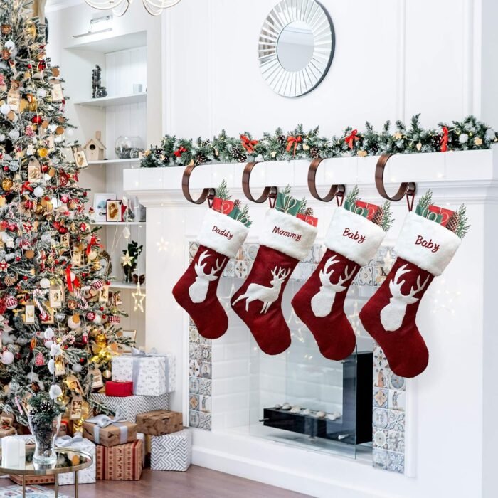 Christmas Stocking Holders for Mantle Set 4,Lightweight Stocking Holder No-Slip Stocking Hangers for Mantel Fireplace,Adjustable Mantel Stocking Hooks - Image 3