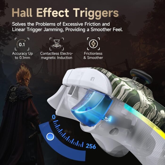 EasySMX X15 PC Controller - Enhanced Wireless Bluetooth Controller with Hall Joysticks/Hall Triggers/RGB Lighting - No Stick Drift, No Dead Zone - Work for Windows PC, Android, Steam and Switch - Image 4