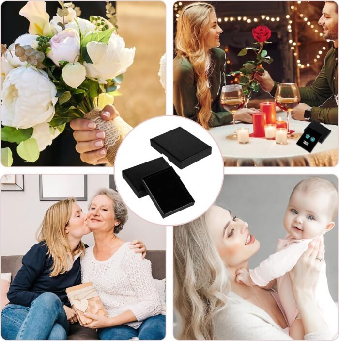 2 Pcs Small Jewelry Gift Box Fancy Necklace Bracelet Earring Drawer Organizer Box Kraft Empty Jewellery Boxes Cardboard Gift Boxes with Lids Portable Square Pendant Storage Case for Birthday Wedding - Image 6