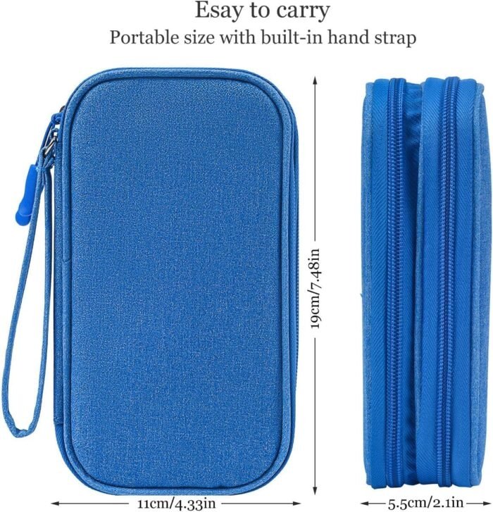 Electronics Accessories Organizer Pouch Bag, Electronic Organizer Travel Case Cable Organizer Electronics Accessories Bag for Cable, Charger, SD Card, Business Travel Gadget Bag (Blue) - Image 2