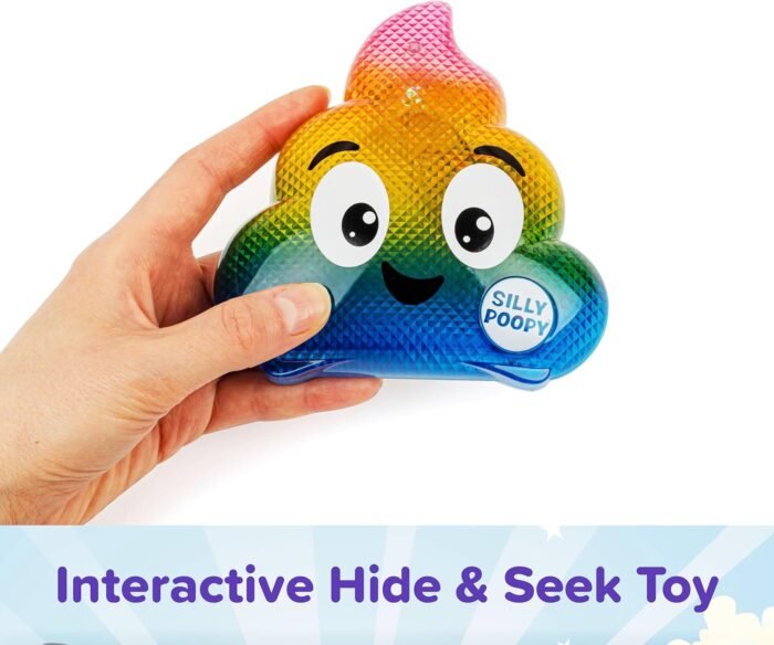 Silly Poopy's Hide & Seek by Relatable, The Talking, Singing, Rainbow Hide & Seek Toy, Fun Learning Toys for Toddlers, Interactive Toddler Toys, Hide and Seek Games, Includes Toy and 2 AA Batteries - Image 5