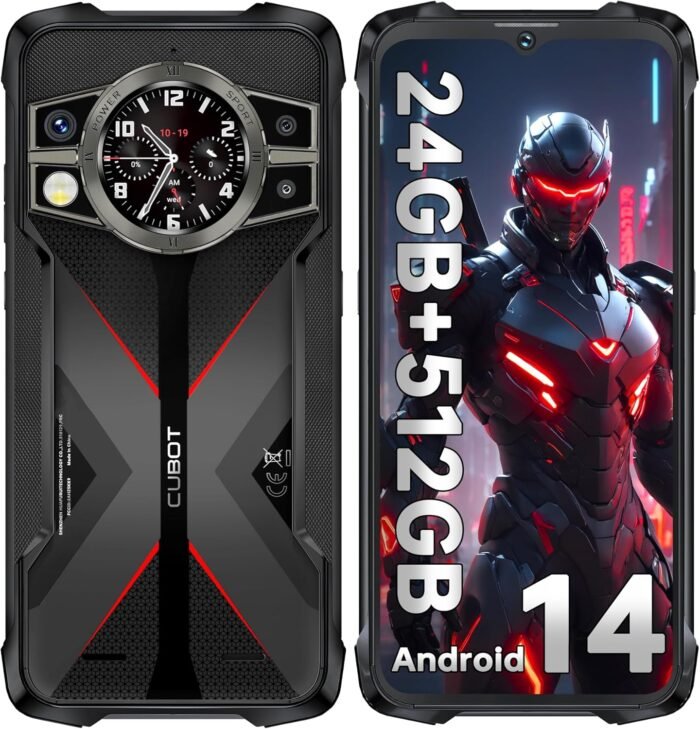 CUBOT King Kong 9 Rugged Phone Unlocked Android 14-24GB RAM+512GB ROM Cell Phone, 10600mAh(33W) Battery, 100MP Camera Smartphone, 6.58''FHD+120Hz Dual Screen, G99/4G Dual SIM/IP68/IP69K/NFC/GPS