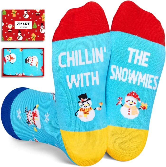 Zmart Christmas Gifts Stocking Socks for Girl Boy- Snowman Socks Xmas Stocking Stuffers for Kids