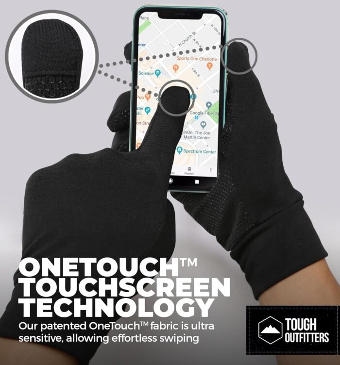 Tough Outdoors Running Gloves for Men & Women - Winter Glove Liners & Touchscreen Gloves - Lightweight Gloves & Hiking Gloves - Image 5