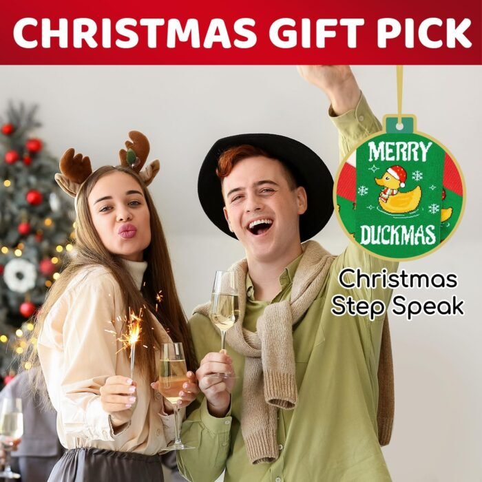 HAPPYPOP Christmas Gifts Stocking Socks for Men Women - Duck Socks Xmas Stocking with Greeting Card for Teen Boys Girls, Santa Socks for Christmas - Image 5