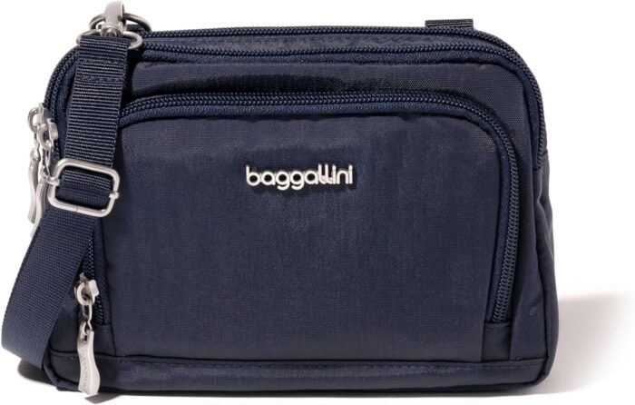 Baggallini Triple Zip with RFID Front Wallet - 8'x6' Crossbody Bag for Women Convertible Fanny Pack Belt Bag Water-Resistant