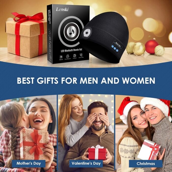 Lenski Stocking Stuffers for Adults Men, Dad Gifts for Men, Bluetooth Beanie Hats, Mens Gifts for Dad Him Grandpa Husband - Image 6