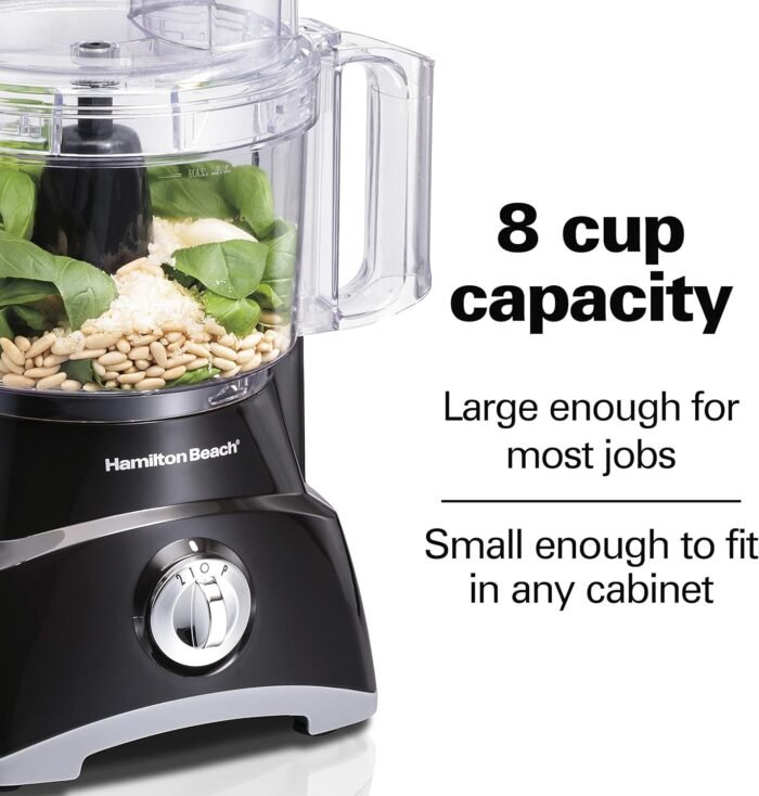 Hamilton Beach Food Processor & Vegetable Chopper for Slicing, Shredding, Mincing, and Puree, 8 Cup, Black - Image 6