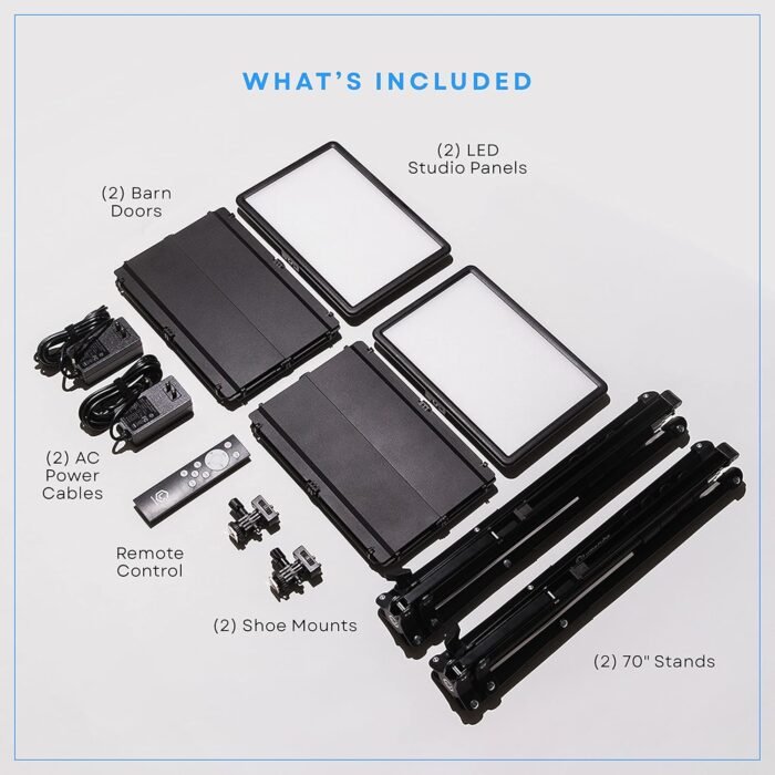 Lume Cube Studio Panel 2-Point Lighting Kit | Edge Lit LED Bicolor Light Panels 3200k - 5600k | Rechargeable Lithium Battery, Adjustable Color, Brightness, 70" Stands, Wireless Remote Included - Image 6