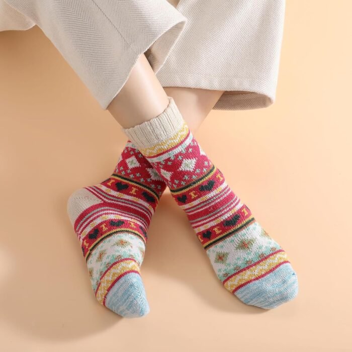 Premillow Wool Socks - Wool Socks for Women, Warm Women Socks Winter, Thick Knit Winter Socks Cozy Crew Socks Gifts for Women - Image 5