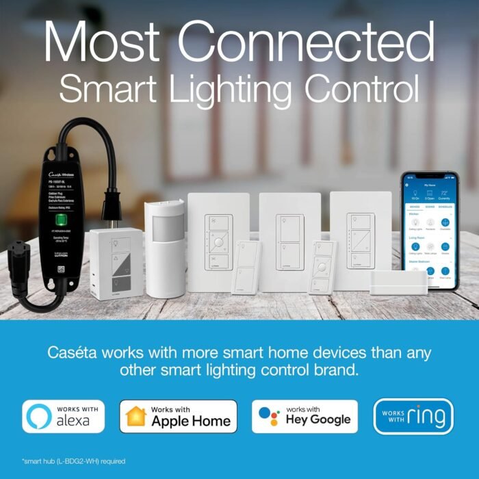 Lutron Caseta Smart Lighting Original Dimmer Switch, for Light Bulbs, Works w/ Alexa, Apple Homekit, Google Home (Hub Required), No Neutral Required, 150W 3-Way, PD-6WCL-WH-12, White, 12 Pack - Image 7