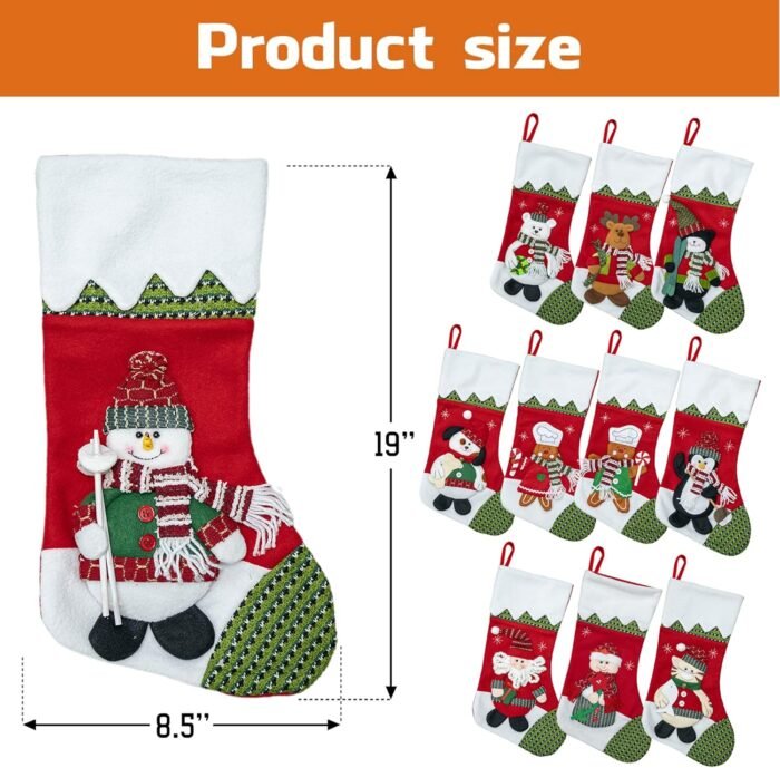 NAZENTI Personalized Christmas Stocking, Custom Hand Embroidered Chritsmas Stocking, Polar Bear Christmas Stocking, Customized Stockings Gifts for Family, Christmas Decor, 3D Plush Character Stocking - Image 5