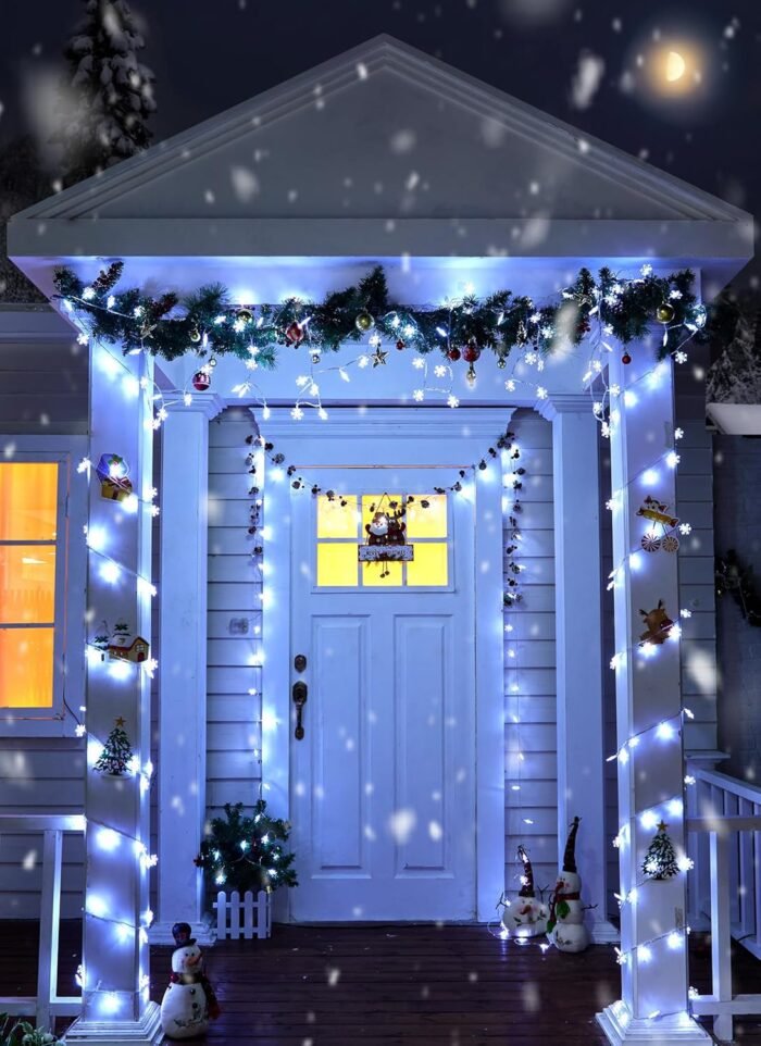Christmas Snowflakes Light, Snowflakes Holiday Lights with Battery Operated, Waterproof Shatterproof Snowflake Decorative Xmas Fairy Lights for Outdoor Xmas Decor (Pure White, 2 Pack) - Image 6