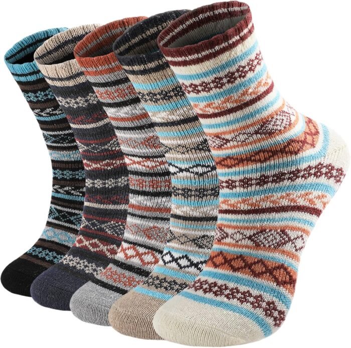 Wool Socks 5 Pairs - Wool Socks for Women Boot Socks Soft Crew Socks Cozy Socks Warm Socks